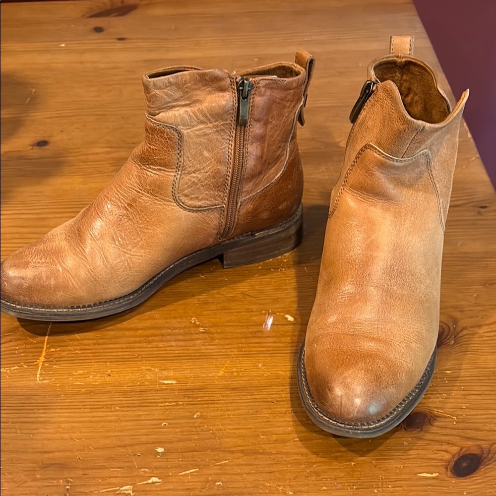 Franco Sarto Tan Leather Ankle Boots